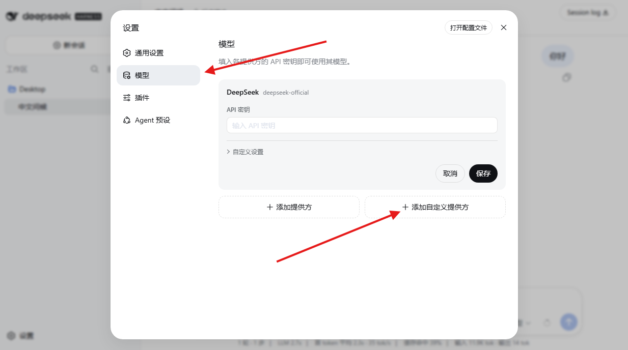 Open Models and add a custom provider